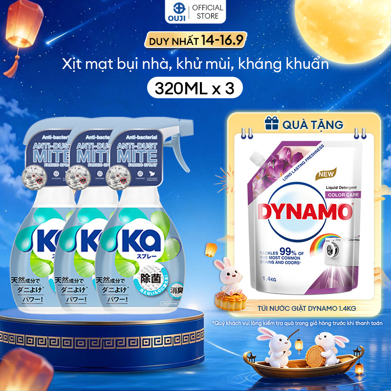 Combo 3 Chai Xịt Mạt Bụi 320ml Nhà Ka kháng khuẩn, khử mùi dùng cho chăn ga