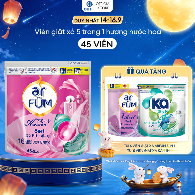 Viên giặt Quần áo arFUM 5 trong 1 tinh dầu nước hoa, khử khuẩn 99% - (túi 45 viên)
