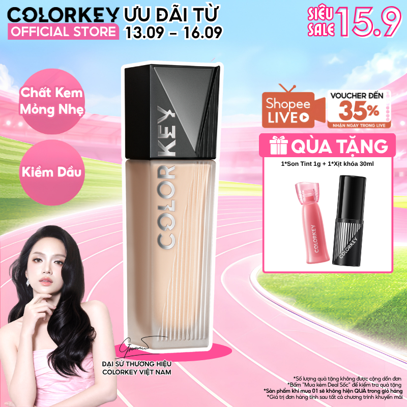 Kem Nền Colorkey Cho Da Dầu 30g - Mỏng Nhẹ Tự Nhiên, Kiềm Dầu, Không Mốc Nền, Lâu Trôi