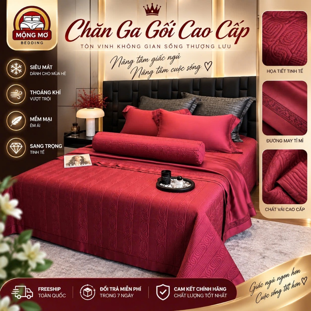 BỘ CHĂN GA, BỘ CHĂN GA CAO CẤP LỤA TENCEL 120S LOVEWE, BỘ 5 MÓN CHẦN BÔNG LUXURY