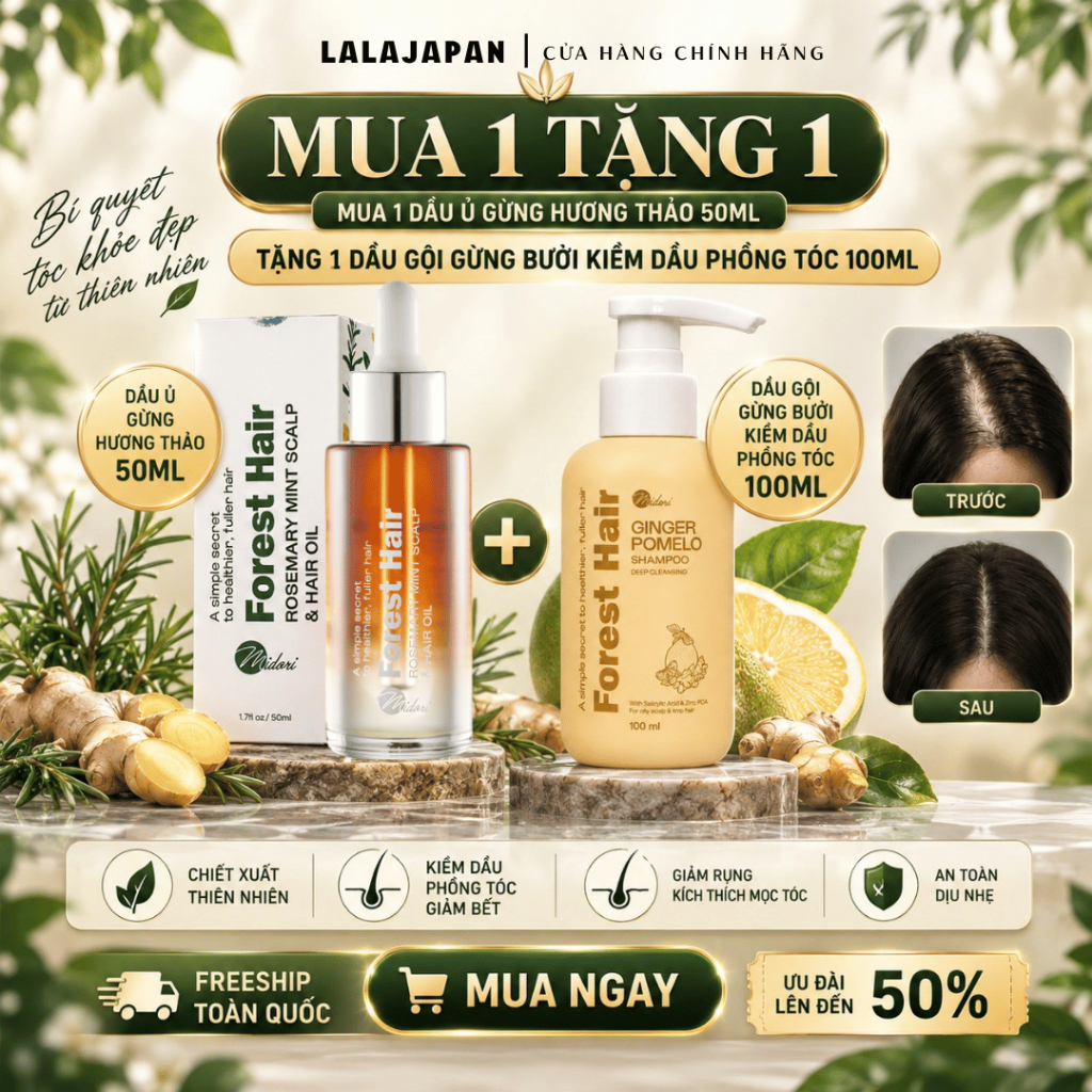 【 MUA 1 TẶNG 1】Dầu ủ Gừng Hương Thảo FOREST HAIR Rosemary Mint Scalp Hair Oil mọc tóc hỗ trợ giảm rụng, dưỡng nang