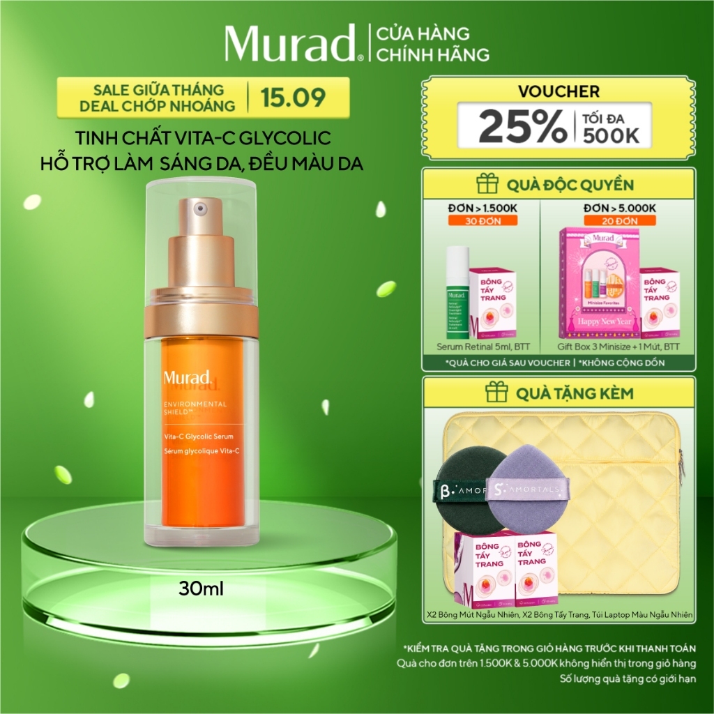 Tinh chất hỗ trợ sáng da, làm đều màu da Murad Vita-C Glycolic Serum 30ml