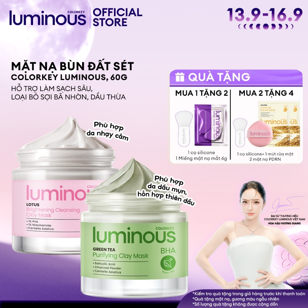 Mặt nạ bùn đất sét phù hợp da nhạy cảm hoặc da dầu Colorkey Luminous Hỗ trợ làm sạch sâu,dưỡng ẩm dịu nhẹ, kiềm dầu| 60g