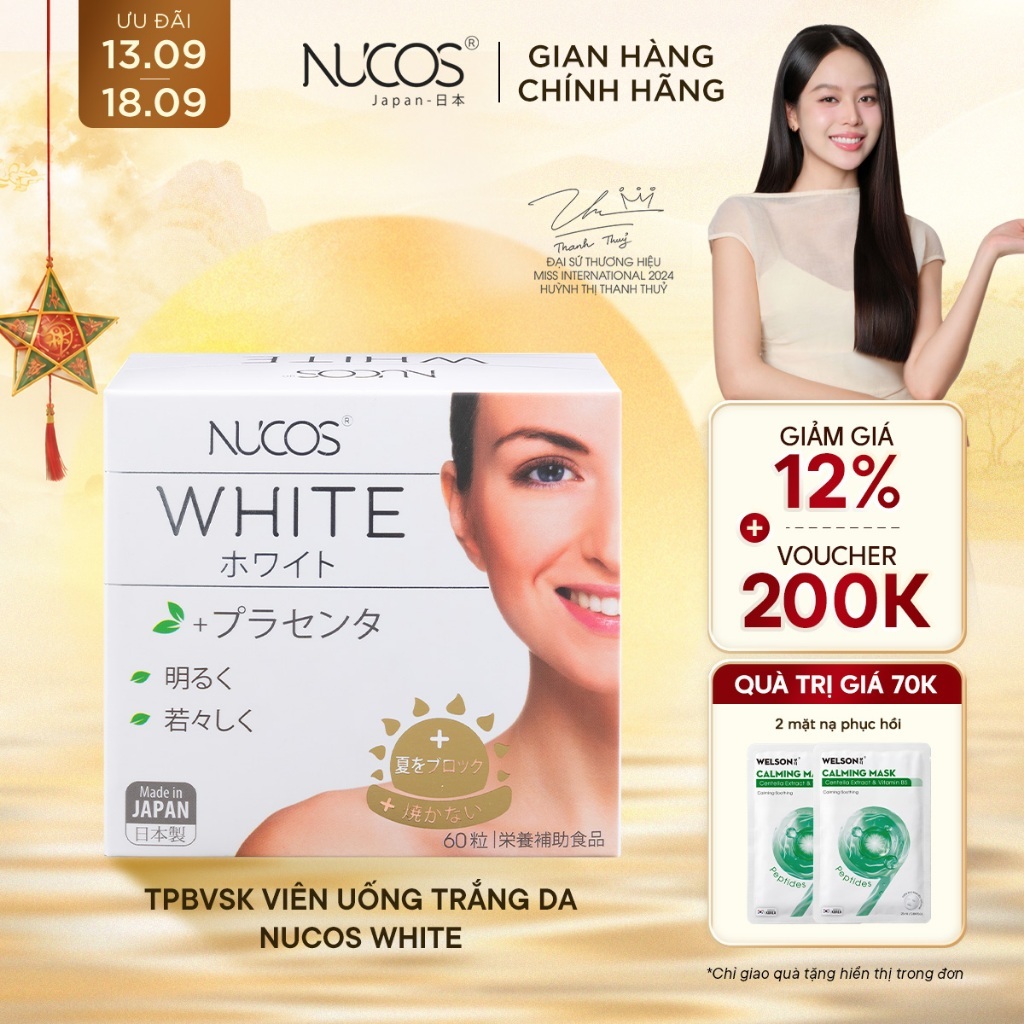 TPBVSK Viên Uống Trắng Da Nucos White Hỗ Trợ Mờ Thâm Nám Sáng Da Chống Nắng [Hộpx60 viên]