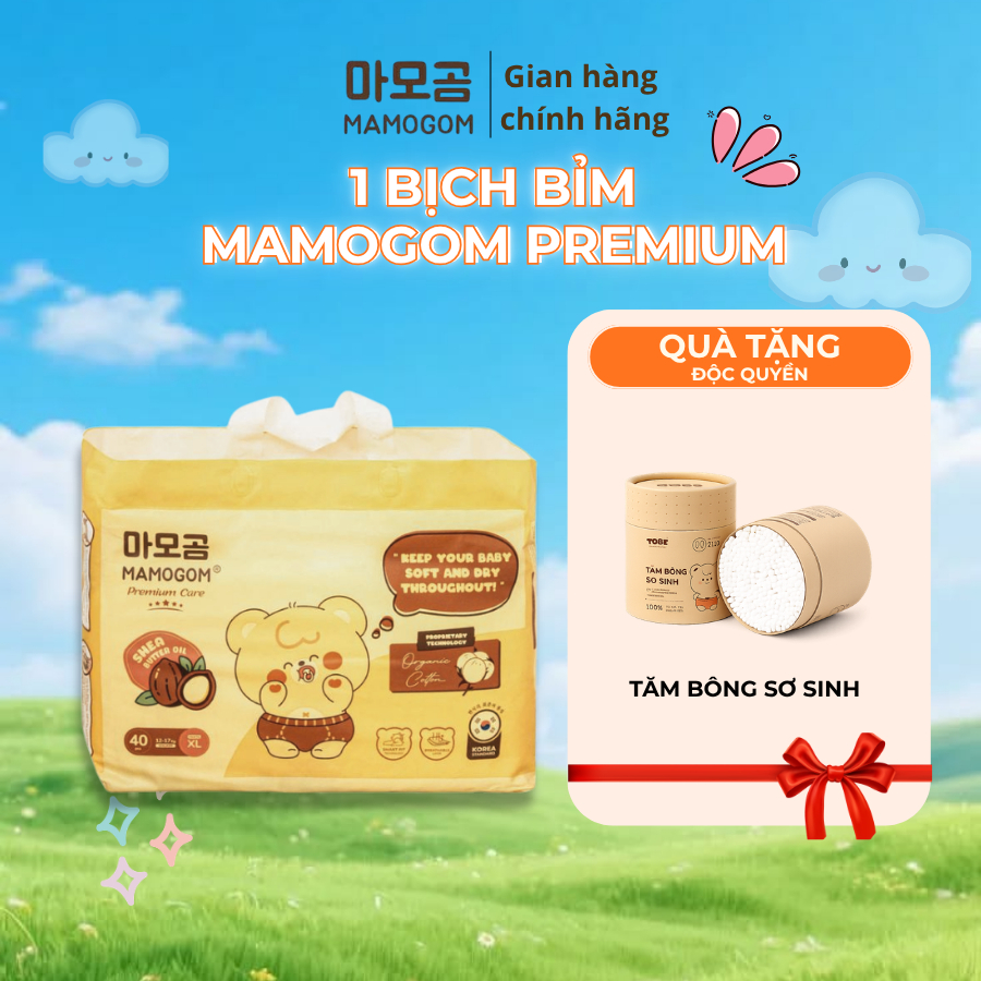[MAMOGOM]Tã Bỉm Premium Đủ Size mềm mại, thấm hút tốt cho bé NB, S, M, L, 2XL