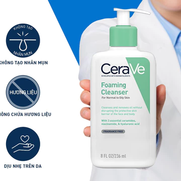 Sữa rửa mặt Cerave dành cho da dầu và da thường chính hãng 236ml