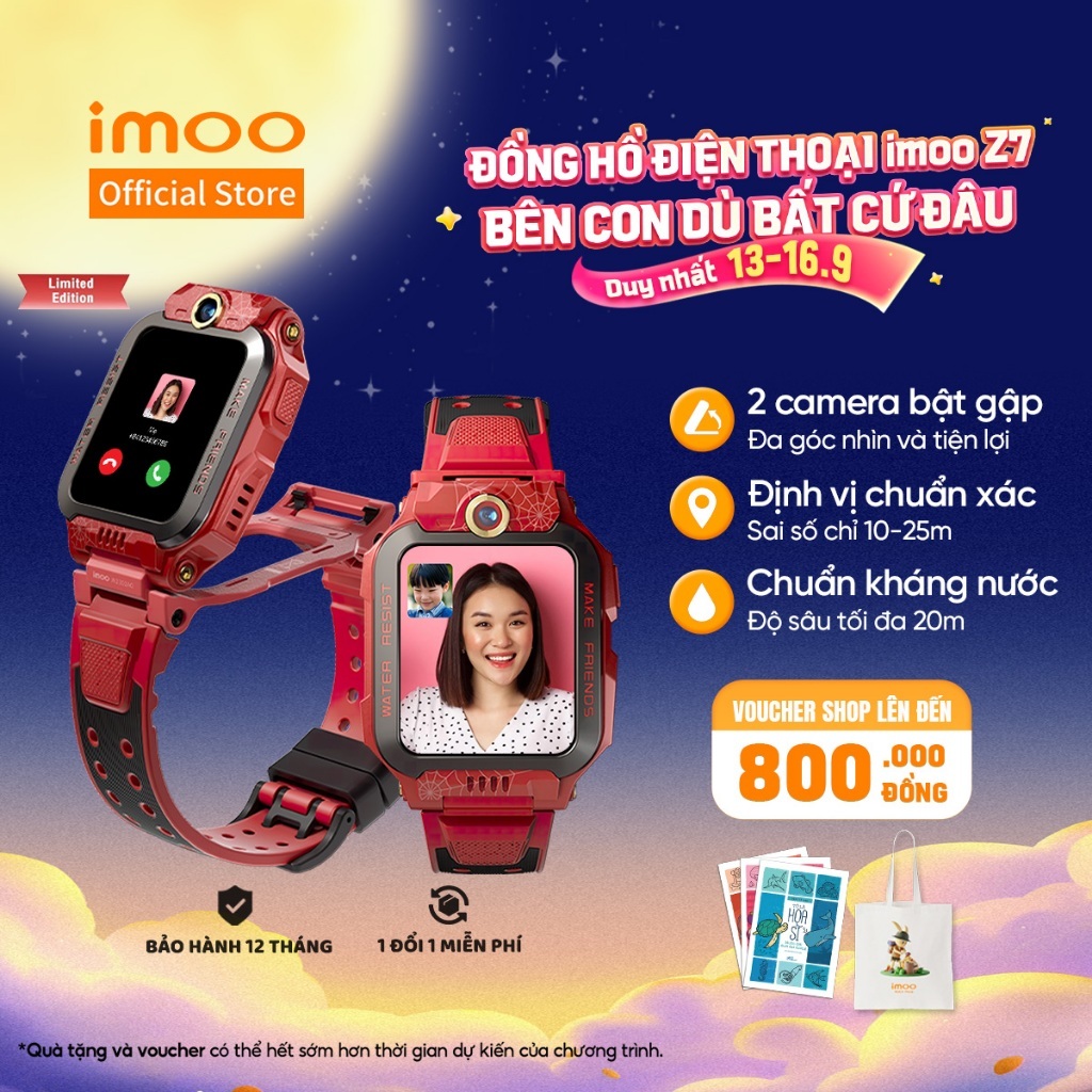 [Hot] Đồng Hồ Thông Minh Trẻ Em Lắp Sim imoo Z7 Spider-Man Gọi ĐiệnThoại/CameraKép/ VideocallHD/ĐịnhVị GPS/4G/KhángNước