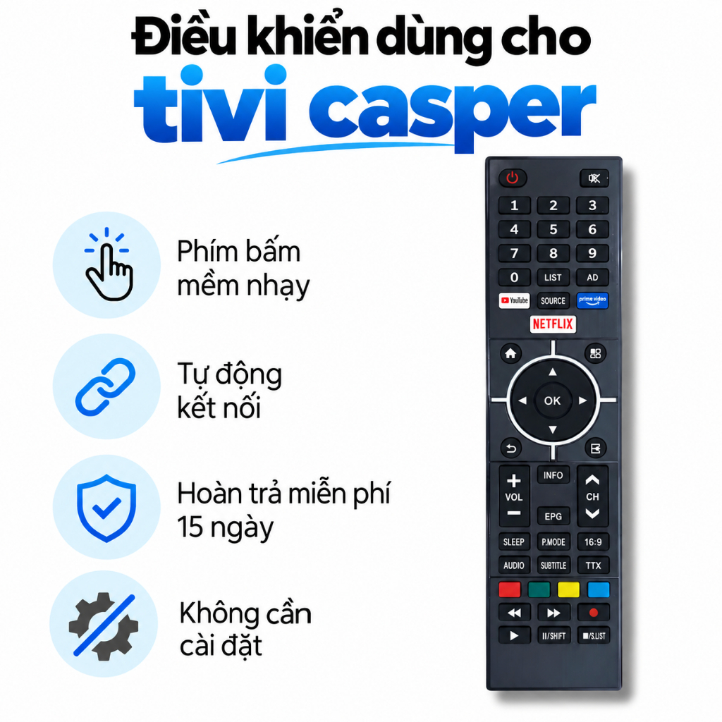 Điều khiển Dùng Cho Tivi Casper Linux 32HX6200-43FX5200-43FX6200