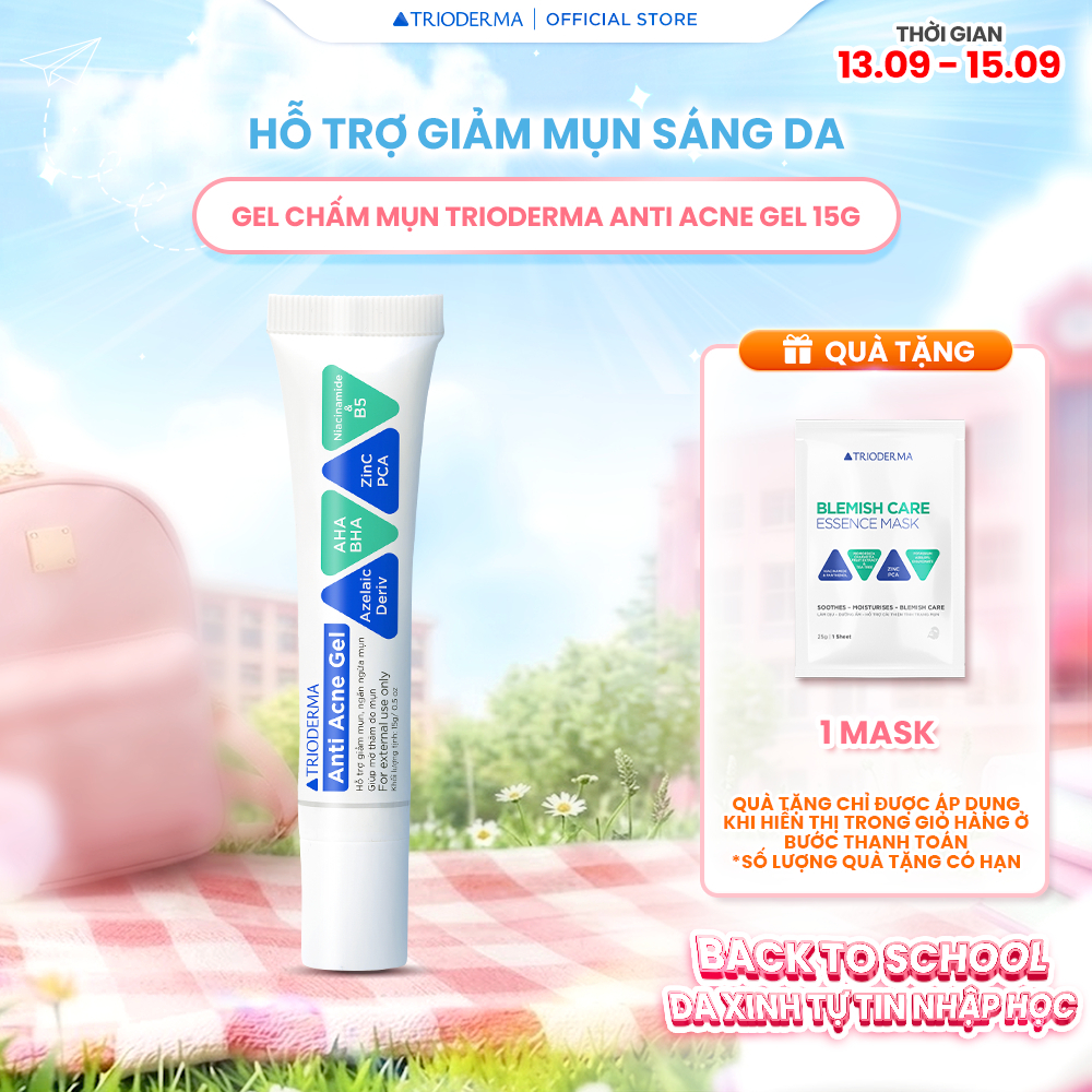 Gel Chấm Mụn Trioderma Hỗ Trợ Giảm Mụn, Gom Cồi Và Hỗ Trợ Giảm Thâm Do Mụn Anti Acne Gel 15g