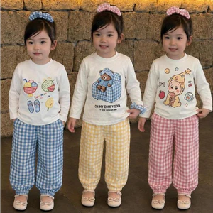 [TN 82] Bộ dài tay áo thun quần bo chun gấu cực đáng yêu size từ 9 - 35 kg cho bé gái