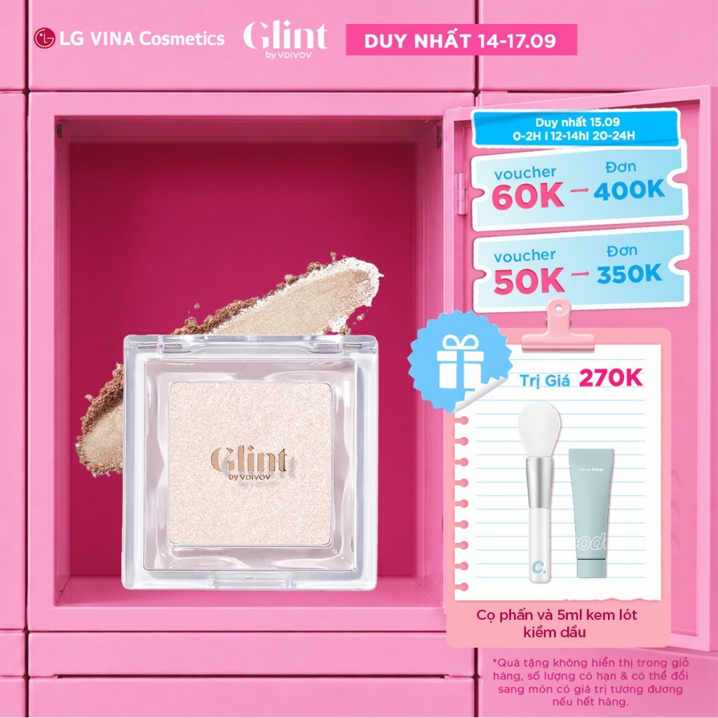 [LG Makeup VN] Phấn bắt sáng highlight Glint 2.3g chứa bột ngọc trai, đa năng, dạng nén siêu mịn