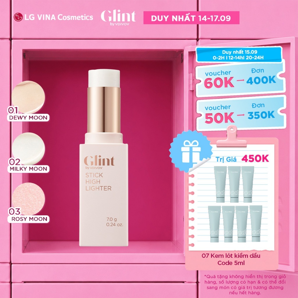 [LG Makeup VN] Nhũ bắt sáng highlight Glint dạng thỏi 7g chứa bột ngọc trai, tiện lợi, dưỡng ẩm da