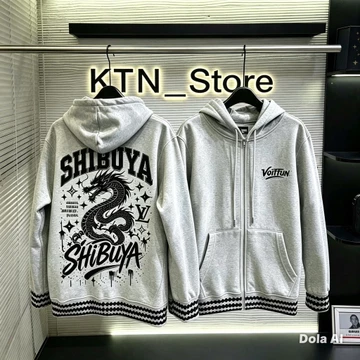 Áo Khoác Hoodie Nam Chùm Mũ Họa tiết rồng Đen Khoác Hoodie Zip Nam nữ dày dặn cực nét, Áo Khoác Thu Đông mặc 4 mùa