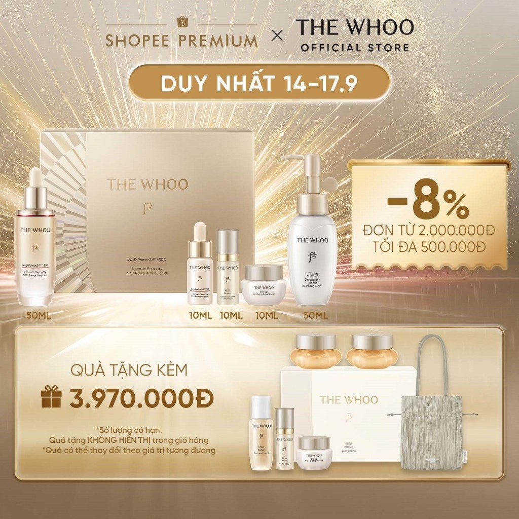[THE WHOO OFFICIAL] Bộ tinh chất hỗ trợ ngừa lão hóa chuyên sâu Bichup Ultimate Recovery NAD Power Ampoule