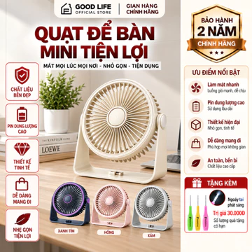 Quạt mini tích điện để bàn,Quạt tích điện có đèn, 5 chế độ gió ,Quạt sạc điện 20000 MAH