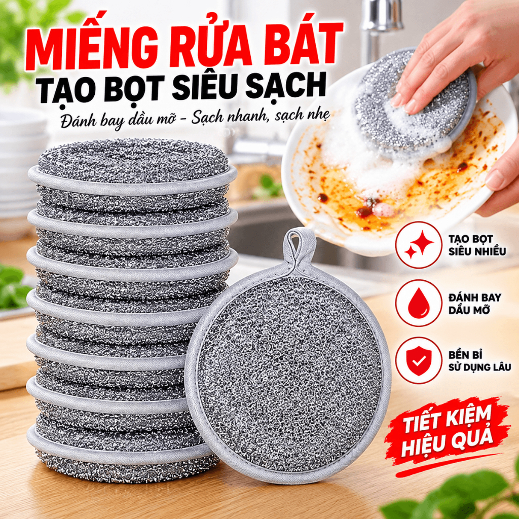[COMBO 10]Miếng Chà Xoong 2 Mặt Vải Lưới Đa Năng,Dụng Cụ Bọt Biển Vệ Sinh Nhà Bếp Tiện Lợi - MIẾNG RỬA CHÉN TRÒN 2IN1 SI