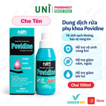 Dung dịch rửa phụ khoa Povidine iod 10% sát khuẩn phòng viêm nhiễm phụ khoa chai 100ml
