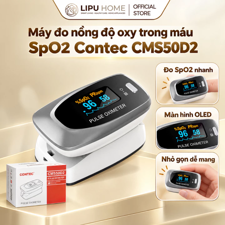 Máy đo nồng độ oxy trong máu SpO2 Contec CMS50D2 - Chính hãng mới