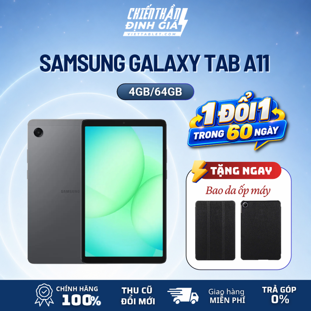 [TẶNG BAO DA] Samsung Galaxy Tab A11 WIFI (4GB - 64GB) - Camera 13MP, Pin 4000mAh - Hàng Chính Hãng