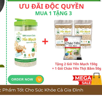 XUÂN AN - Yến Mạch Nguyên Chất Ăn Liền 800g ( Tặng 2 Gói Yến Mạch 150g + 1 Gói Cháo Yến Thịt Bầm 60g))