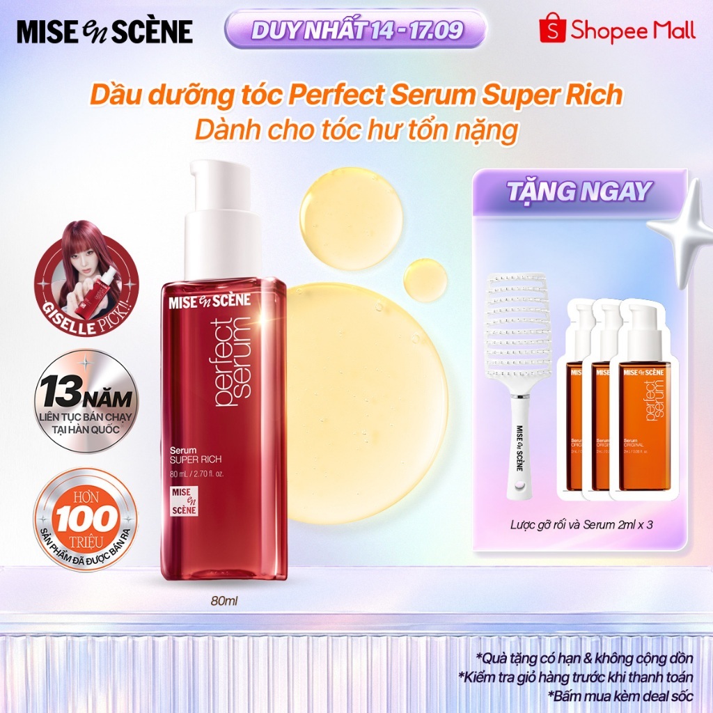 Tinh chất dưỡng tóc mise en scène Perfect Serum Super Rich 80ml phục hồi tóc hư tổn nặng