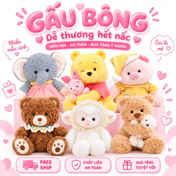 Gấu Bông Tổng Hợp - Gấu Bông Cáo&Thỏ - Gấu Bông Thỏ Hồng - Gấu Bông Nâu Cute