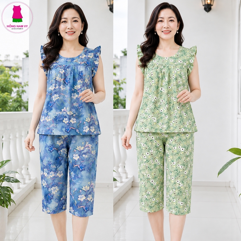 Đồ bộ trung niên lửng cánh tiên tole lanh 2 da 48-75kg loại đẹp