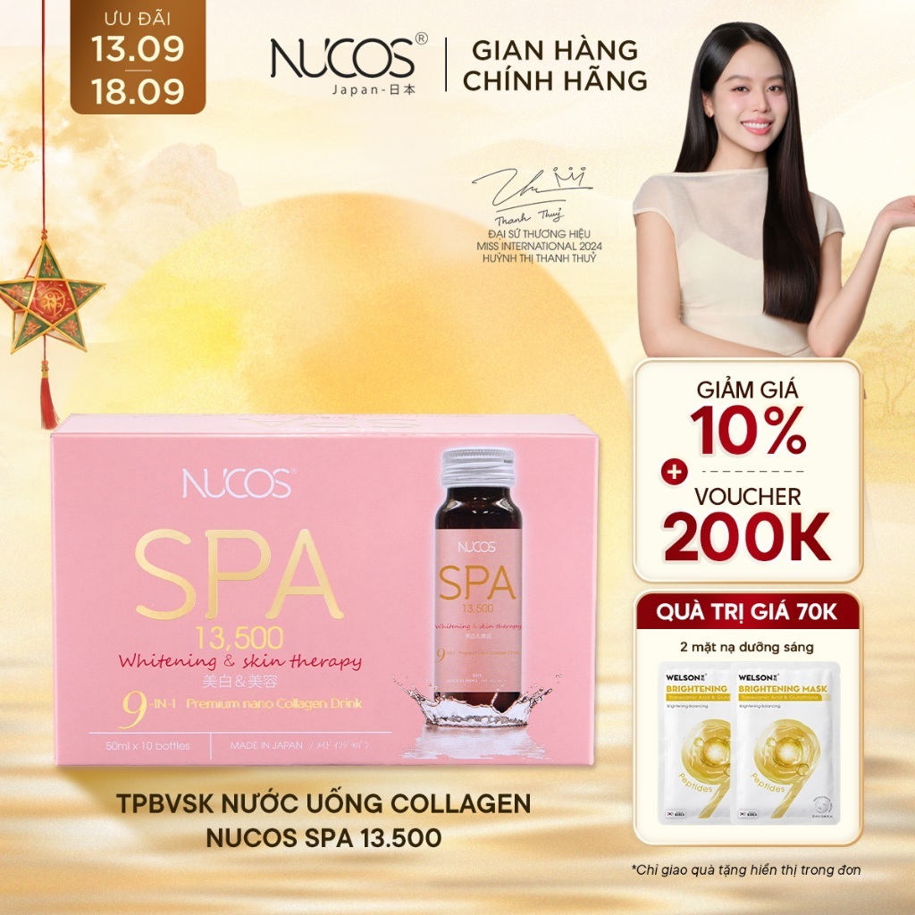 TPBVSK Nước Uống Collagen Nucos Spa 13500 Hỗ Trợ Da Căng Mịn Chống Lão Hóa Trắng Da Hộp 10chaix50ml