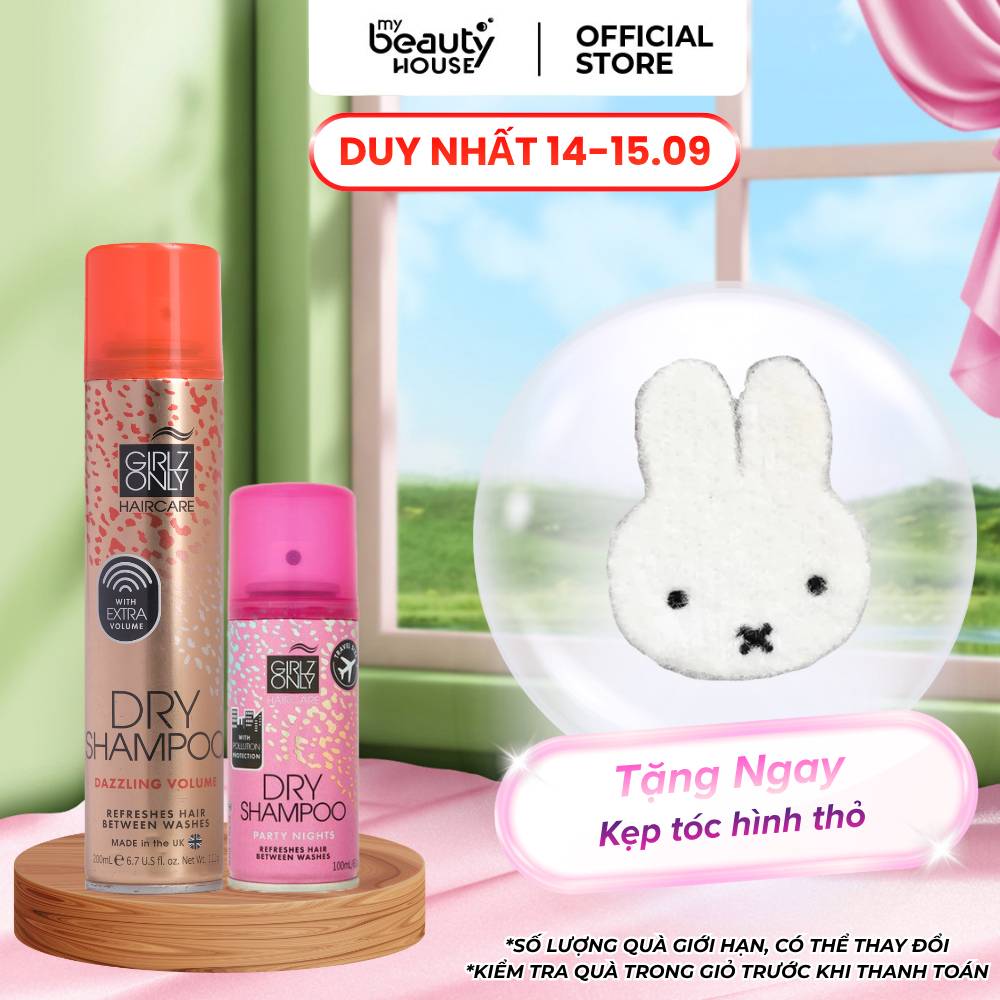 Combo 2 Dầu Gội Khô Girlz Only Dry Shampoo  Fullsize 200ml + Travel Size 100ml