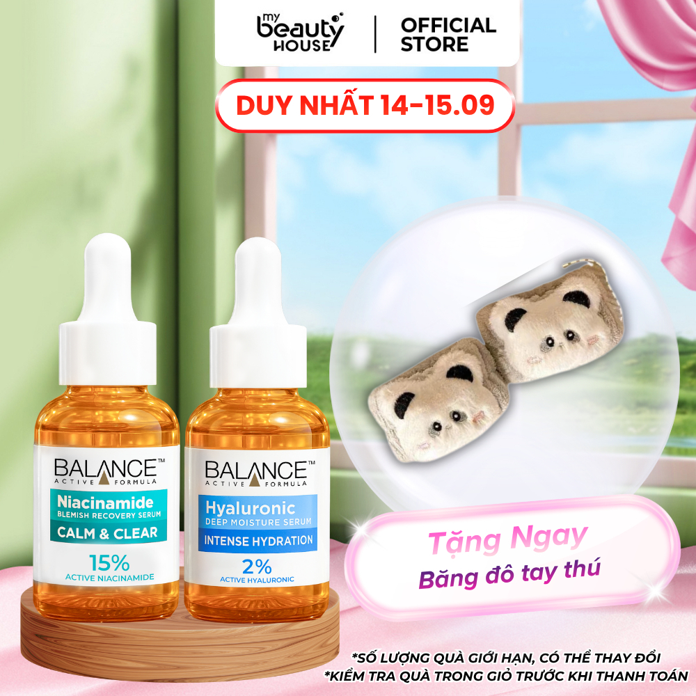 Combo serum mờ thâm và cấp ẩm Balance Active Niacinamide 15% + Hyaluronic (2X30ML)