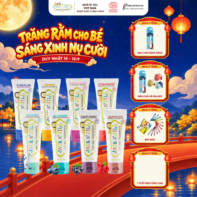 Kem Đánh Răng Cho Bé Hữu Cơ Jack N' Jill An Toàn, Nuốt Được, Không Flour, Ngừa Sâu Răng Hiệu Quả 50g