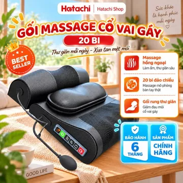 Gối Massage Cổ Vai Gáy Hồng Ngoại, Gối Mát Xa Toàn Thân Đa Năng 20 Bi Đảo Chiều Xoa Bóp Mẫu Mới, Gối Mát Xa Cao Cấp