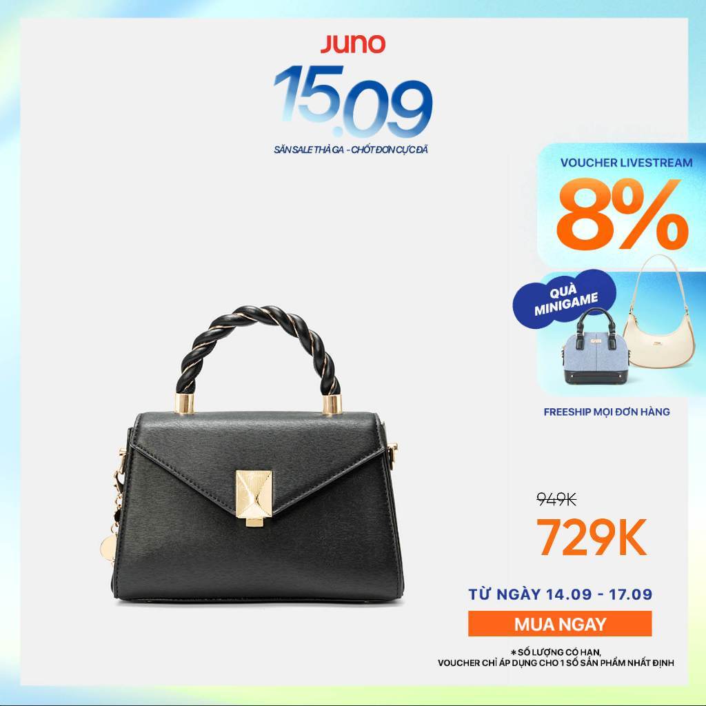 Túi Xách Nữ Thời Trang JUNO Cỡ Nhỏ Tay Cầm Xoắn Phối Charm Trang Trí TXN926