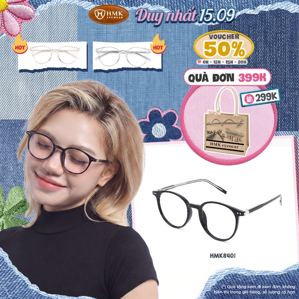 Gọng Kính Tròn Nhựa Dẻo HMK Eyewear Thời Trang Nam Nữ Hiện Đại Nhiều Màu - HMK8401