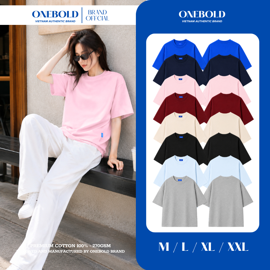 Áo Thun TRƠN OVERSIZE Brand ONEBOLD Chất Vải Cotton 270gsm, Áo Phông Form Rộng Nam Nữ Dễ Phối - OB03