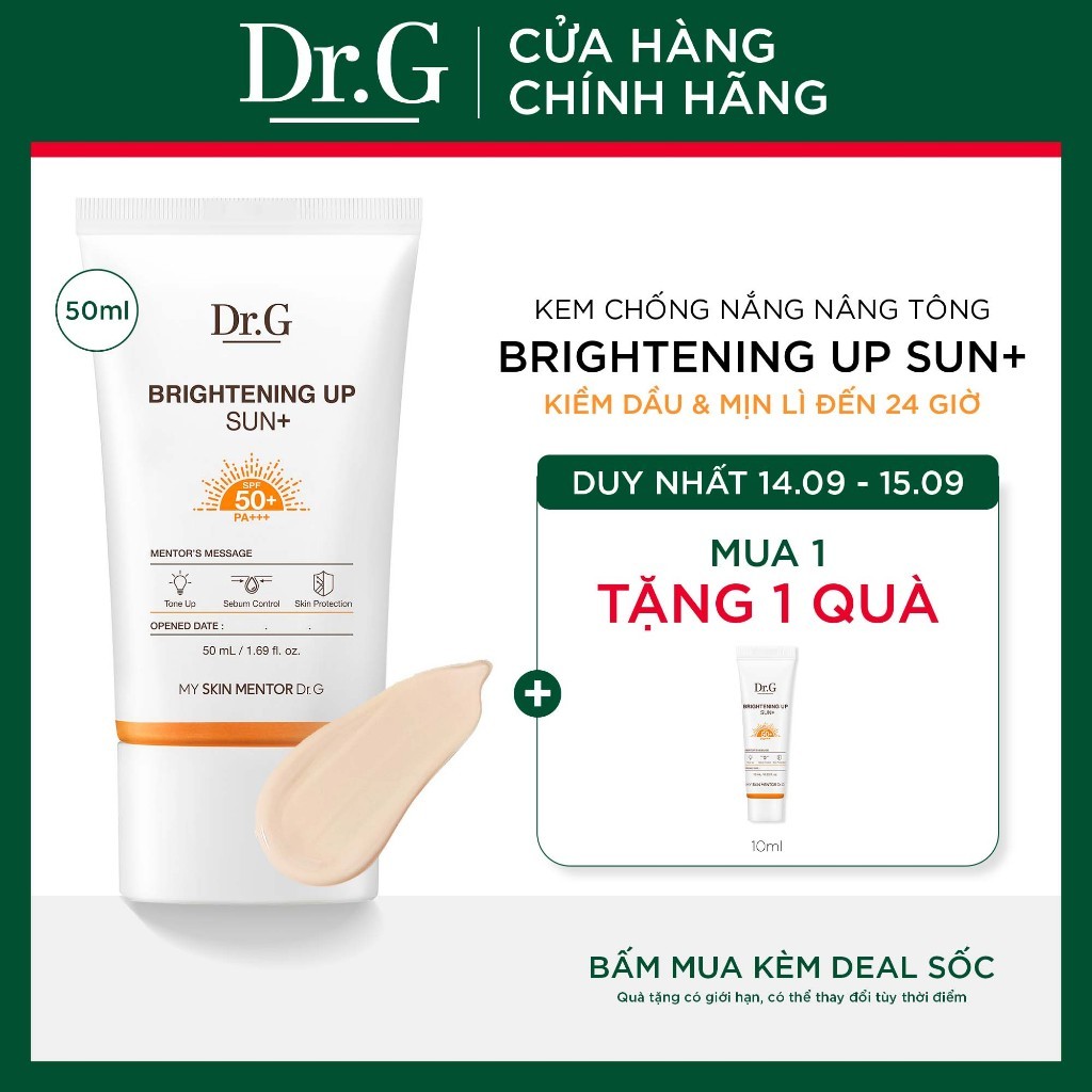Kem chống nắng nâng tông Dr.G Brightening Up Sun+ DrG 50ml