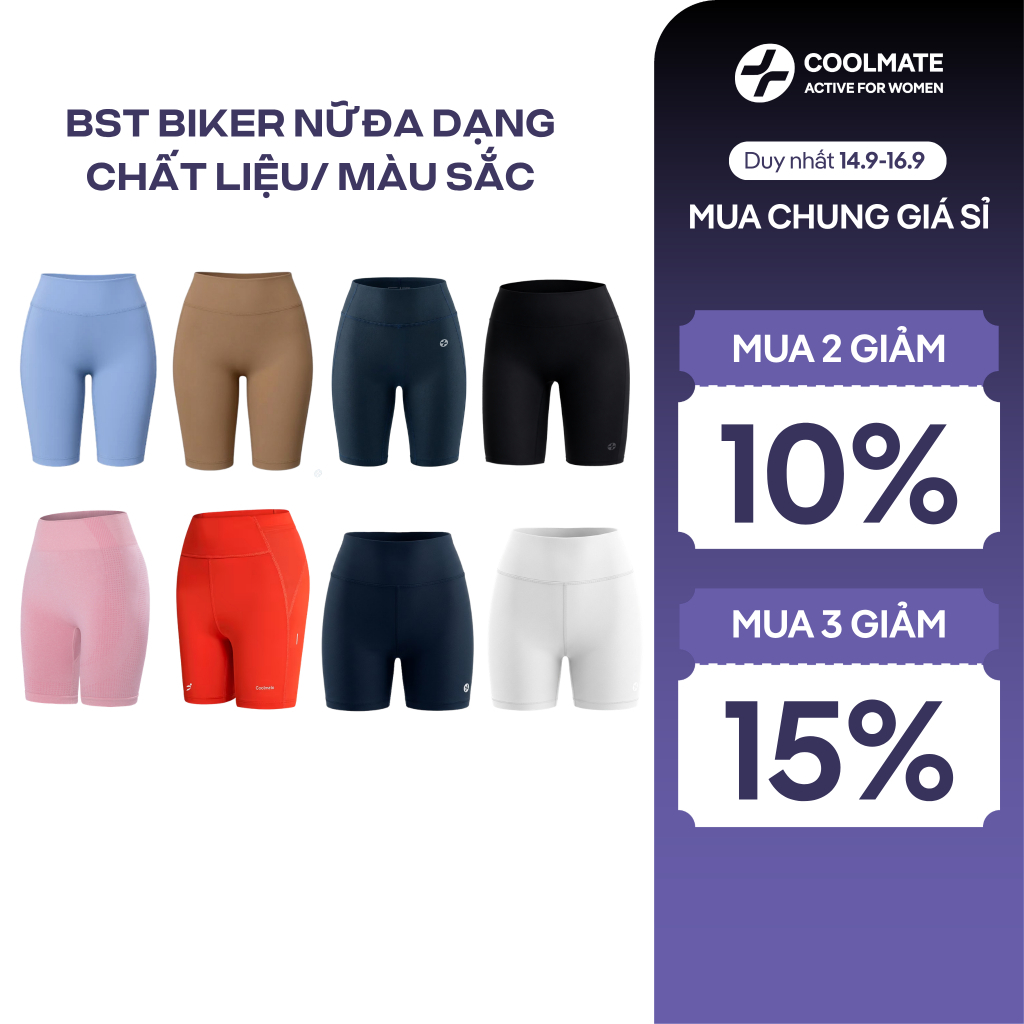 [MUA 2 GIẢM 10%] BST Quần Biker Nữ Coolmate co giãn mềm mại mặc hàng ngày tập thể thao gym đạp xe chạy bộ