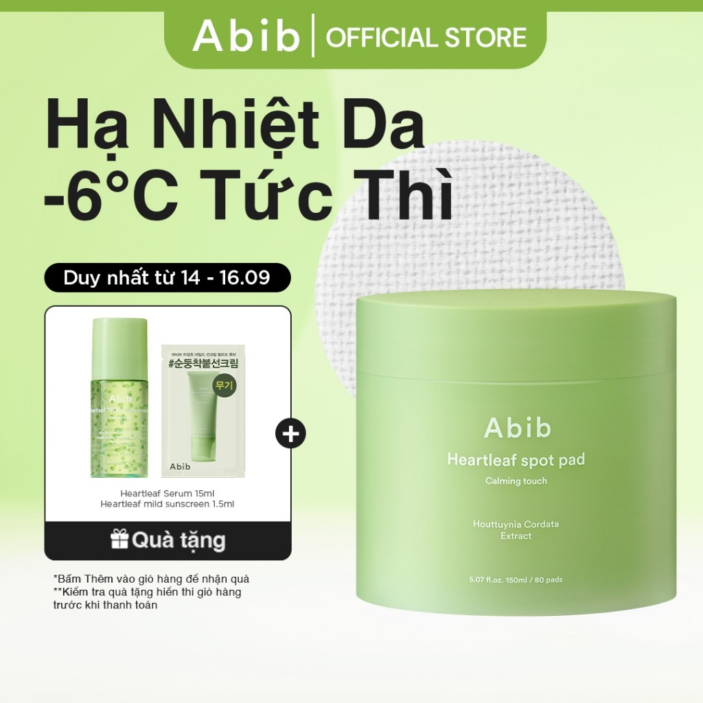Toner pad diếp cá làm dịu & tẩy tế bào chết Abib Heartleaf Spot Pad Calming Touch (80 miếng)