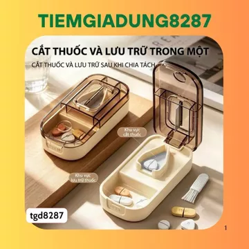Dụng Cụ Cắt Thuốc Viên 2in1 Kèm Ngăn Đựng Thuốc, Hộp Chia Viên Thuốc Có Lưỡi Cắt Tiện Lợi, Hộp Đựng Thuốc - tgd8287