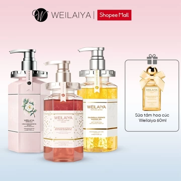 Combo Sữa tắm Weilaiya, Sữa tắm hương nước hoa hoa hồng, sữa tắm hoa trả, sữa tắm hoa cúc