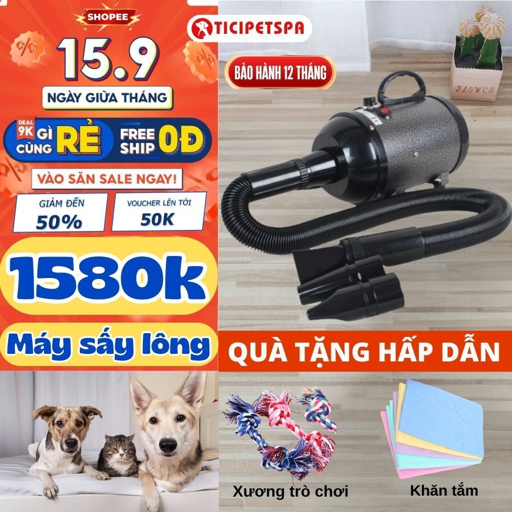 Máy Sấy Lông Chó, Sấy Mèo, Máy Sấy Công Nghiệp, Máy Sấy Lông Chó Mèo Công Suất Lớn 2800W, Máy Sấy Xe - TICIPET