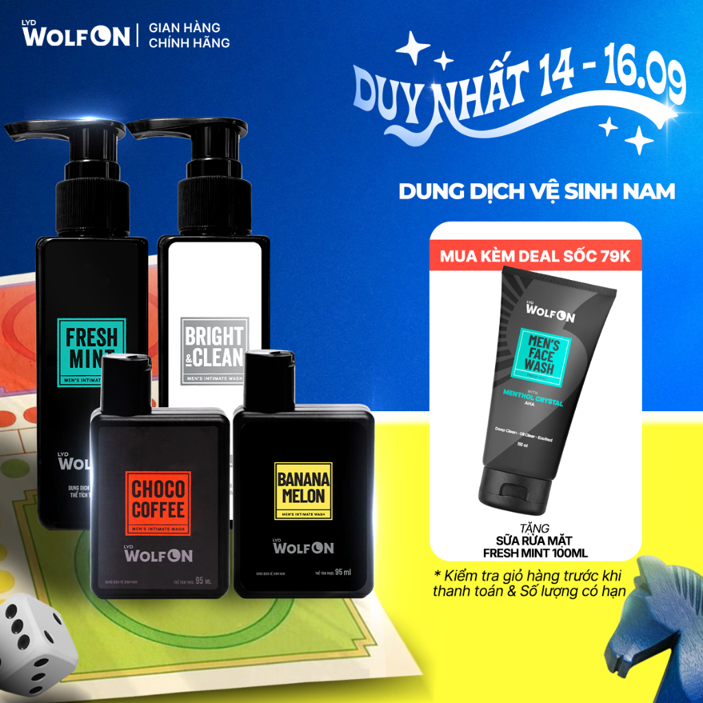 Dung Dịch Vệ Sinh Nam Giới LYD Wolf ON Hương Thơm Nam Tính Cuốn Hút Khử Mùi Tốt 95ml 150ml | BigBuy360 - bigbuy360.vn