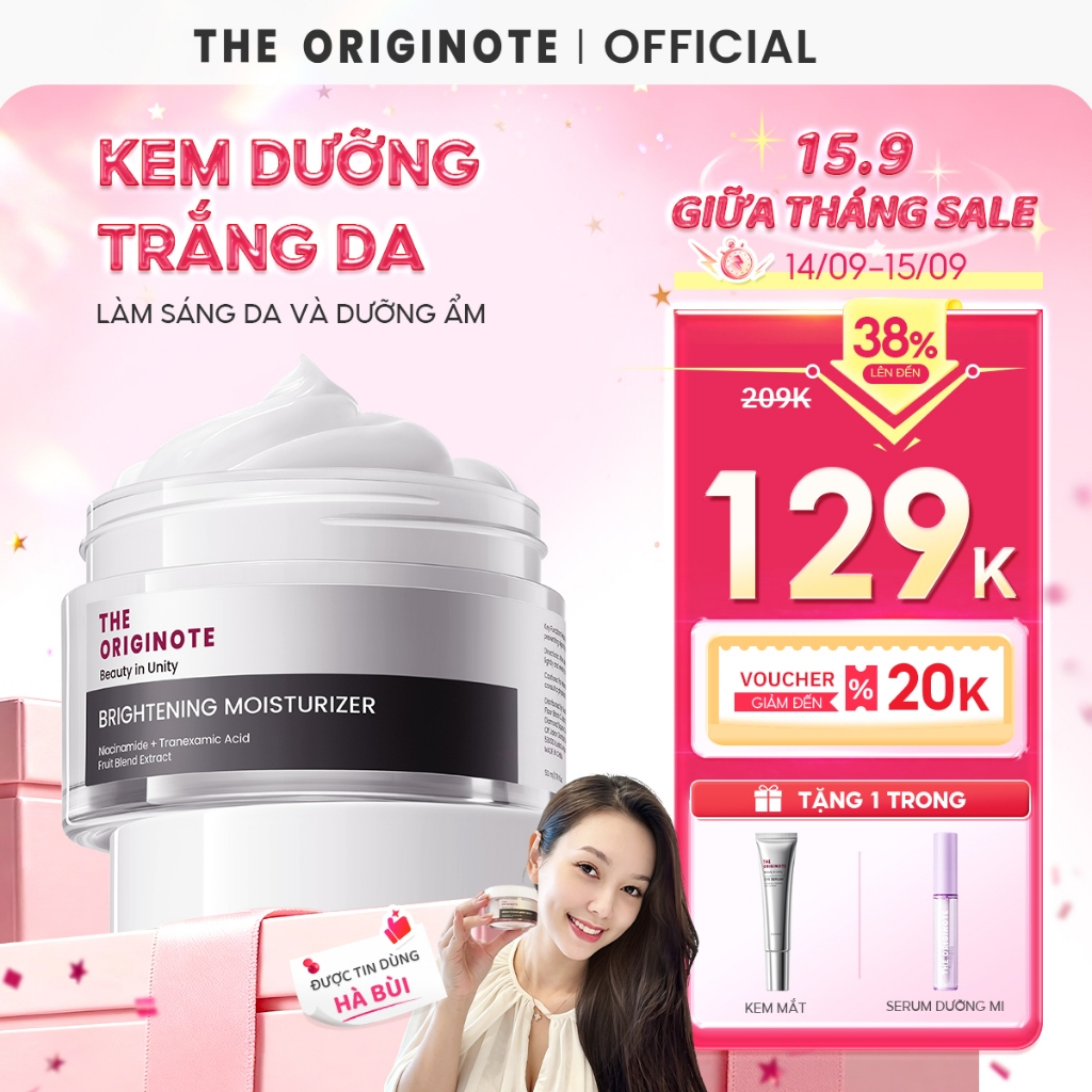 Kem Dưỡng Sáng Da The Originote Trắng Da Mặt Dưỡng Ẩm Da Sáng Mịn Mờ Thâm Nám Không Bết Dính với Niacinamide