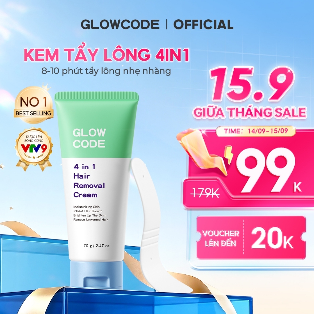 [GIẢM 27%] Kem Tẩy Lông 4in1 Glowcode Tẩy Lông Tay Chân Vùng Kín Nách Tẩy Lông An Toàn Dưỡng Ẩm Dịu Nhẹ Không Đau Rát
