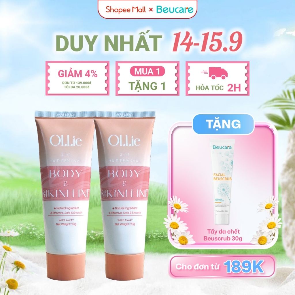 Combo Kem tẩy lông OLLIE , tẩy lông vùng kín, nách, tay, chân 70g