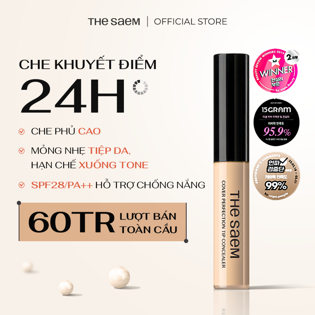 [THE SAEM] Che khuyết điểm che phủ cao THE SAEM Cover Perfection Tip Concealer (9,5g)