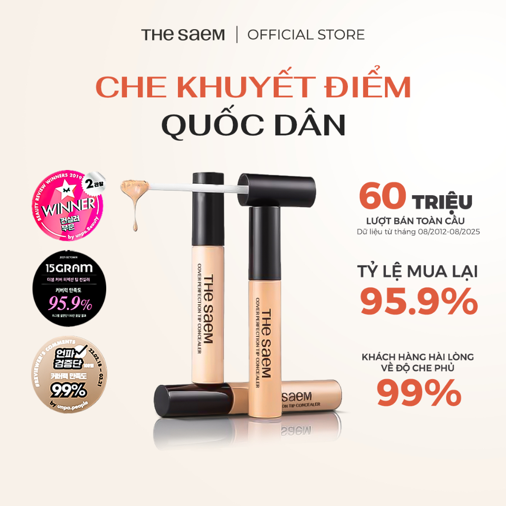 [THE SAEM]  Che khuyết điểm che phủ cao THE SAEM Cover Perfection Tip Concealer