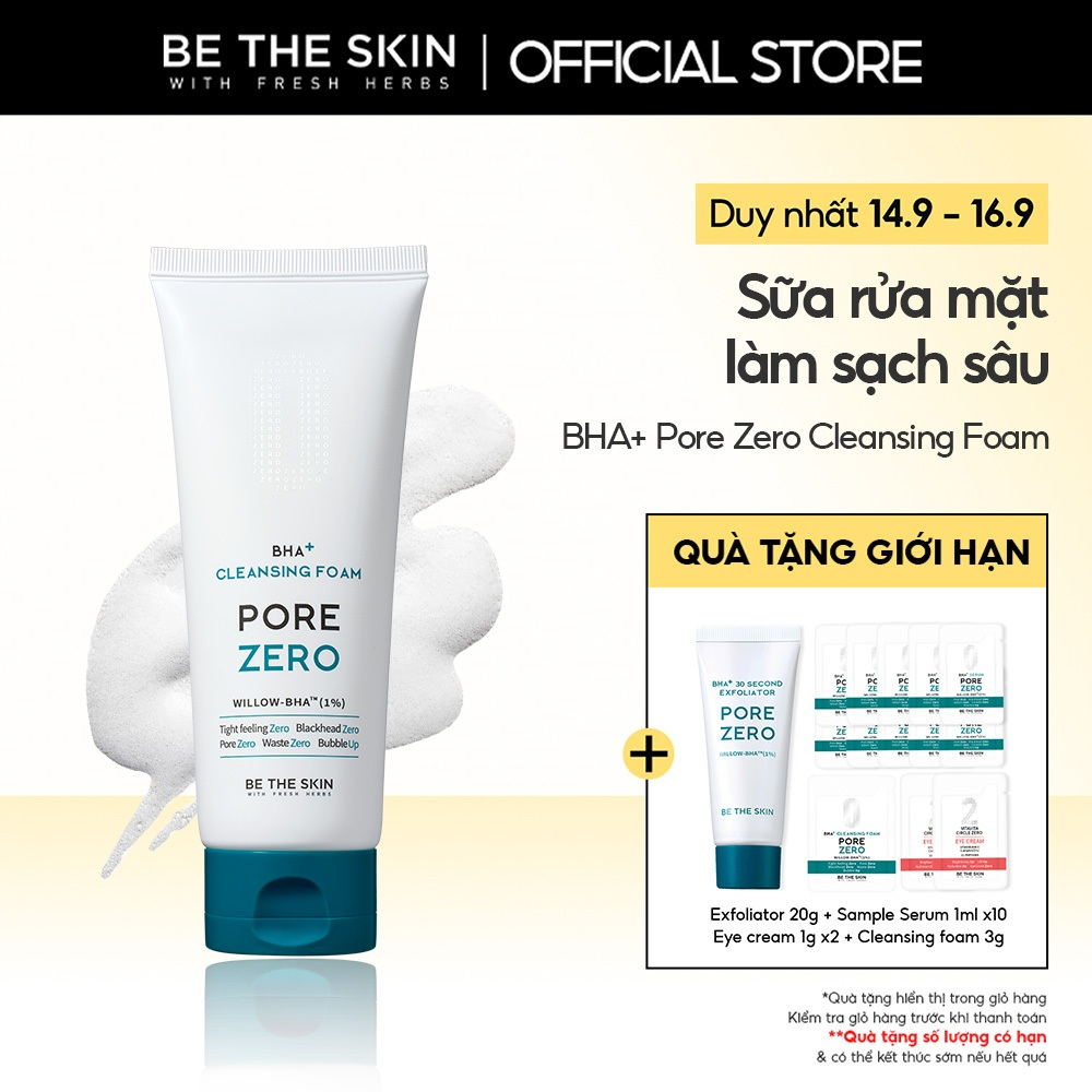 Sữa Rửa Mặt Làm Sạch Sâu Giảm Bã Nhờn Pore Zero + Cleansing Foam BETHESKIN 150g