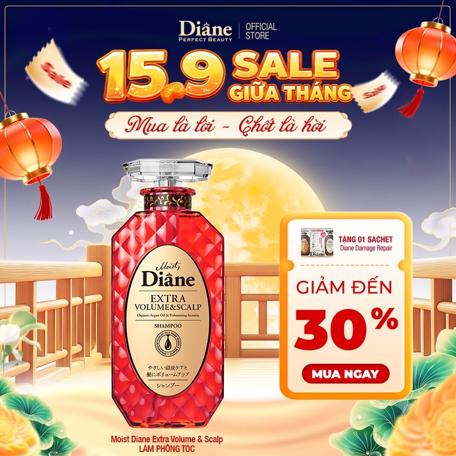Dầu gội làm phồng tóc mỏng thưa tóc xẹp dưỡng tóc bóng mượt Moist Diane Extra Volume & Scalp 450ml