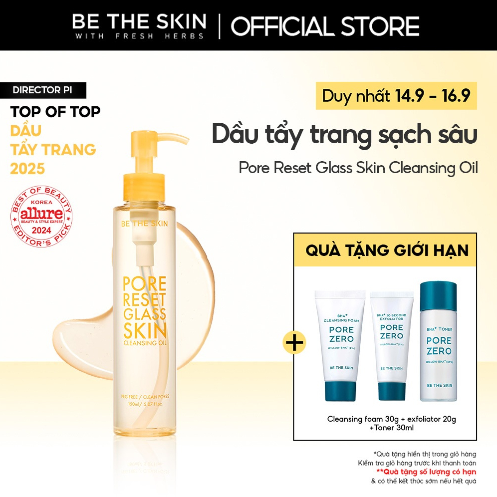Dầu Tẩy Trang Làm Sạch Sâu Pore Reset Glass Skin Cleansing Oil BETHESKIN 150ml